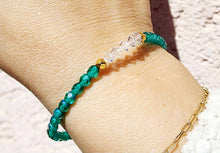 Load image into Gallery viewer, Green Stash Skinny with Clear Center Stretch Bracelet