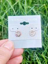Load image into Gallery viewer, Initial “D” Monogram Earrings - Rose Plated Sterling Silver
