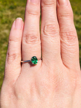 Load image into Gallery viewer, Synthetic Oval Emerald Green Ring - 14K White Gold