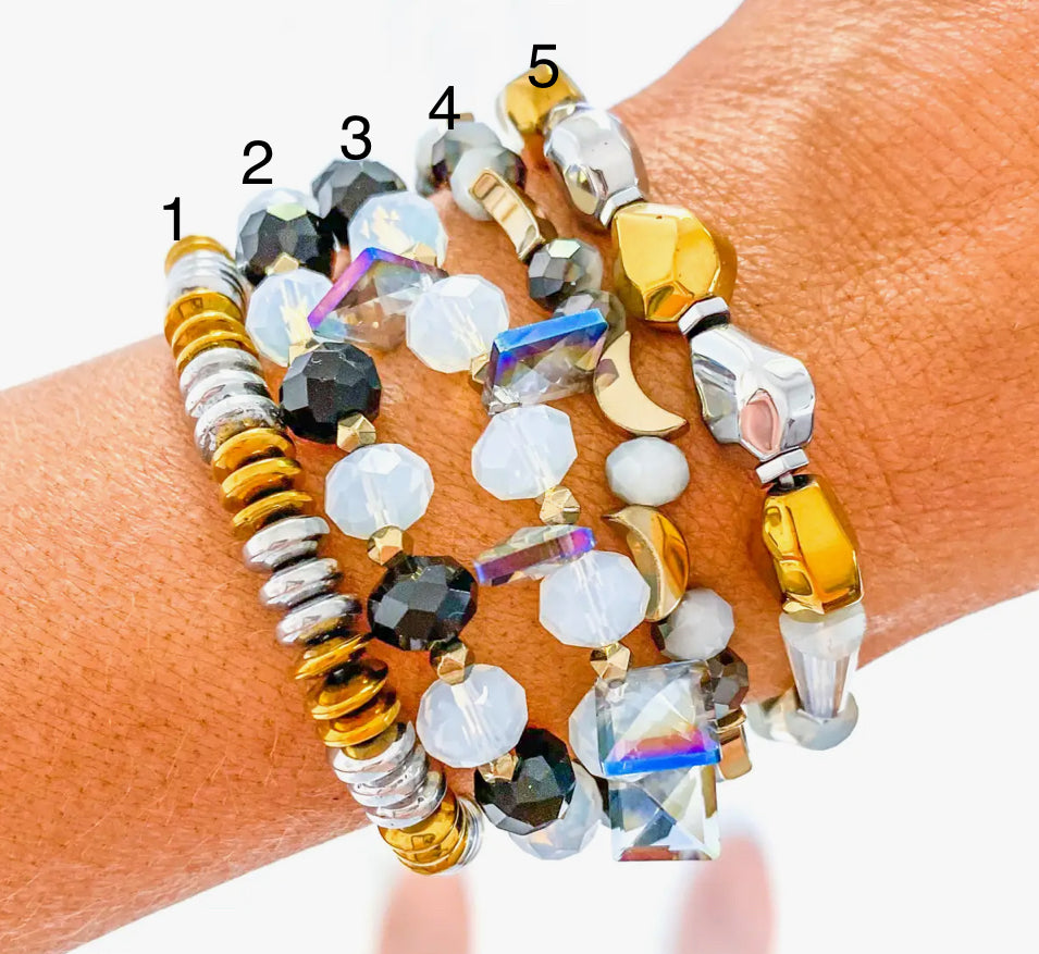 Moonbeam Gold and Silver $10 Stretch Bracelet