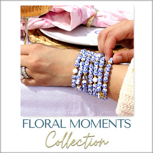 Blue (Gold) Floral Moments Bracelet - TJazelle