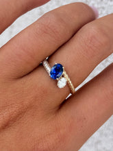 Load image into Gallery viewer, .39 Carat Oval Lab Diamond with Sapphire Ring - 14K Gold