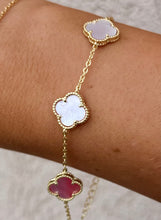 Load image into Gallery viewer, Small Pink Mother of Pearl Clover Bracelet