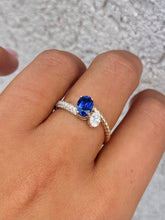 Load image into Gallery viewer, .39 Carat Oval Lab Diamond with Sapphire Ring - 14K Gold