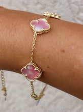Load image into Gallery viewer, Small Pink Mother of Pearl Clover Bracelet