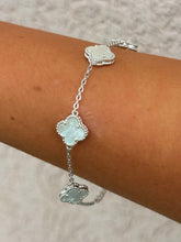 Load image into Gallery viewer, Mini White Mother of Pearl Clover Station Bracelet