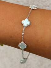 Load image into Gallery viewer, Mini White Mother of Pearl Clover Station Bracelet