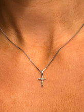 Load image into Gallery viewer, Small Crucifix Cross on Box Chain - 14K White Gold