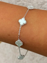 Load image into Gallery viewer, Mini White Mother of Pearl Clover Station Bracelet
