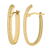 Load image into Gallery viewer, 14K Yellow Gold 12x27mm Oval Diamond Cut Hinged Back Hoops