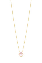 Load image into Gallery viewer, 14K Yellow Gold Italian Pink Mother of Pearl Clover Necklace with 16"-18" extender