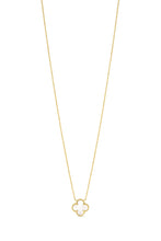 Load image into Gallery viewer, 14K Yellow Gold Italian White Mother of Pearl Clover Necklace with 16"-18" extender