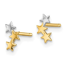 Load image into Gallery viewer, 3-Star Post Earrings - 14K Yellow and White Gold