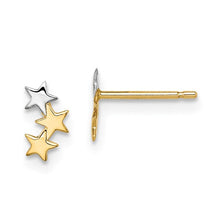 Load image into Gallery viewer, 3-Star Post Earrings - 14K Yellow and White Gold