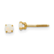 Load image into Gallery viewer, Opal Birthstone Earrings (October) - 14K Yellow Gold with Screwback