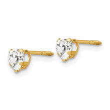 Load image into Gallery viewer, 14K Madi K 4mm White CZ Heart Earrings