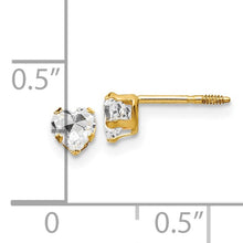Load image into Gallery viewer, Clear CZ Heart Screwback Post Earrings - 14K Gold