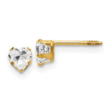 Load image into Gallery viewer, 14K Madi K 4mm White CZ Heart Earrings