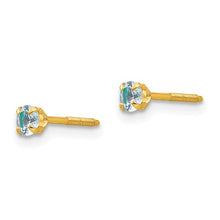 Load image into Gallery viewer, Aquamarine Birthstone Earrings (March) - 14K Yellow Gold with Screwback