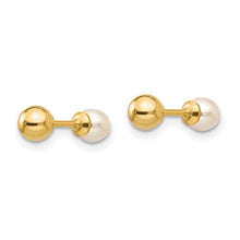 Load image into Gallery viewer, Reversible 3.75-4mm FW Cultured Pearl and Gold Ball Earrings - 14K Yellow Gold