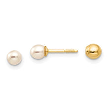 Load image into Gallery viewer, Reversible 3.75-4mm FW Cultured Pearl and Gold Ball Earrings - 14K Yellow Gold