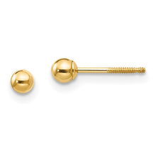 Load image into Gallery viewer, Polished 3mm Ball Post Push On and Screwback Earrings - 14K Yellow Gold
