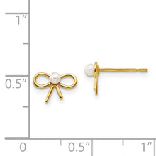 Load image into Gallery viewer, Freshwater Cultured Pearl Bow Earrings - 14K Yellow Gold