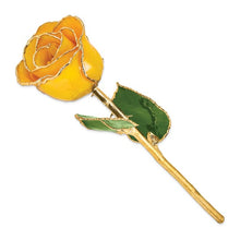 Load image into Gallery viewer, Lacquer Dipped Gold Trimmed Yellow Real Rose