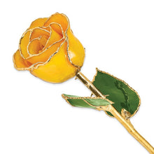 Load image into Gallery viewer, Lacquer Dipped Gold Trimmed Yellow Real Rose