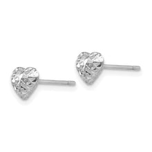 Load image into Gallery viewer, Diamond Cut Puffed Heart Stud Earring - 14K White Gold