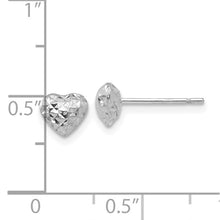 Load image into Gallery viewer, Diamond Cut Puffed Heart Stud Earring - 14K White Gold