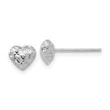 Load image into Gallery viewer, Diamond Cut Puffed Heart Stud Earring - 14K White Gold
