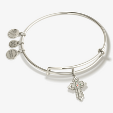 Load image into Gallery viewer, Floral Cross Charm Bangle - Alex and Ani
