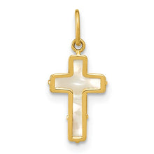 Load image into Gallery viewer, Children’s Polished Mother of Pearl Cross Pendant - 14K