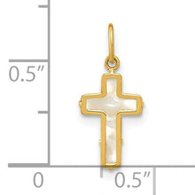 Load image into Gallery viewer, Children’s Polished Mother of Pearl Cross Pendant - 14K