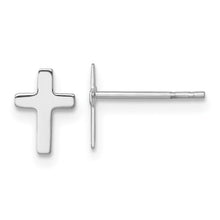 Load image into Gallery viewer, Cross Post Earrings- 14K White Gold