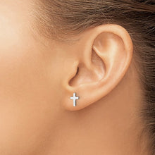 Load image into Gallery viewer, Cross Post Earrings- 14K White Gold