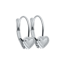 Load image into Gallery viewer, Children’s Petite Heart Leverback Earrings In Sterling Silver
