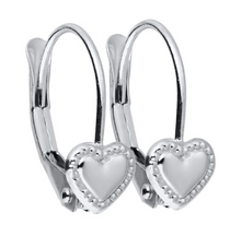 Load image into Gallery viewer, Children’s Petite Heart Leverback Earrings In Sterling Silver