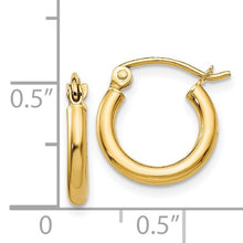 Load image into Gallery viewer, Small Polished Tube Hoop Earrings - 14K Gold