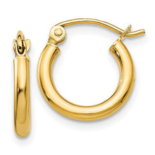 Load image into Gallery viewer, Small Lightweight Polished Tube Hoop Earrings - 14K Gold