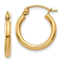 Load image into Gallery viewer, Small Polished Tube Hoop Earrings - 14K Gold