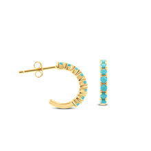 Load image into Gallery viewer, Pavé Hoops in Turquoise CZ- Chloe &amp; Lois