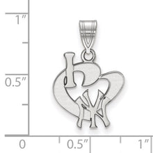 Load image into Gallery viewer, MLB LogoArt New York Yankees I Heart N-Y Large Pendant - Sterling Silver Rhodium-plated