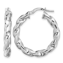 Load image into Gallery viewer, Italy Twisted Hoop Earrings - Sterling Silver Rhodium Plated
