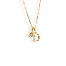 Load image into Gallery viewer, Letter “A” Diamond Pendant &amp; Chain - 14K Yellow Gold