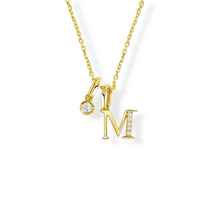 Load image into Gallery viewer, Letter “M” Diamond Pendant &amp; Chain - 14K Yellow Gold