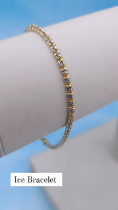 7" Fancy Ice Chain Bracelet - 14K Yellow & White Gold