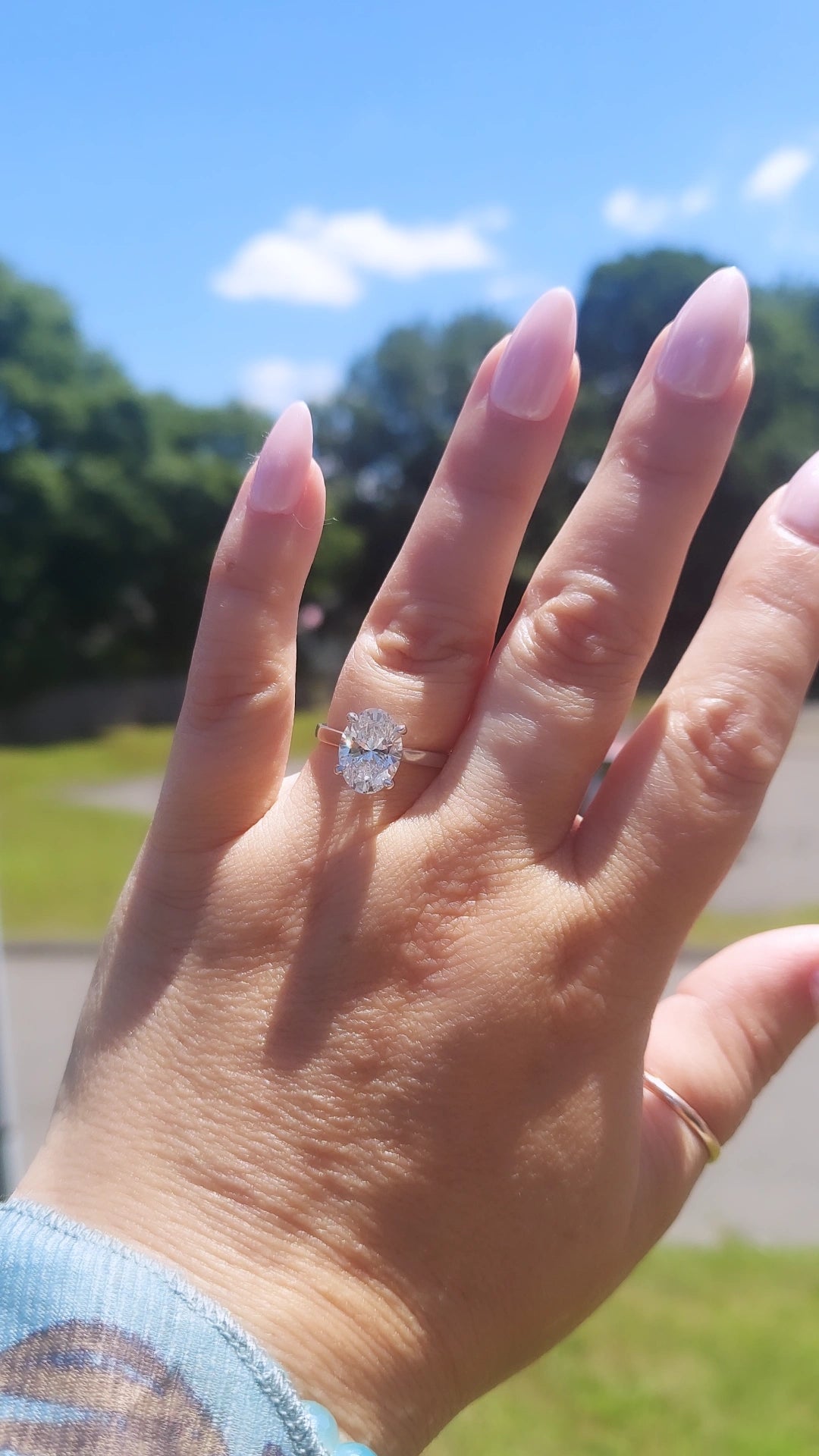 Lab Created 3 Carat Oval Diamond Engagement Ring 14K White Gold Marie s Jewelry Store