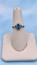 Load image into Gallery viewer, Blue Oval Diamond Ring with Infinity Design - 14K White Gold